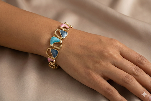 Gold Abstract Charm Bracelet