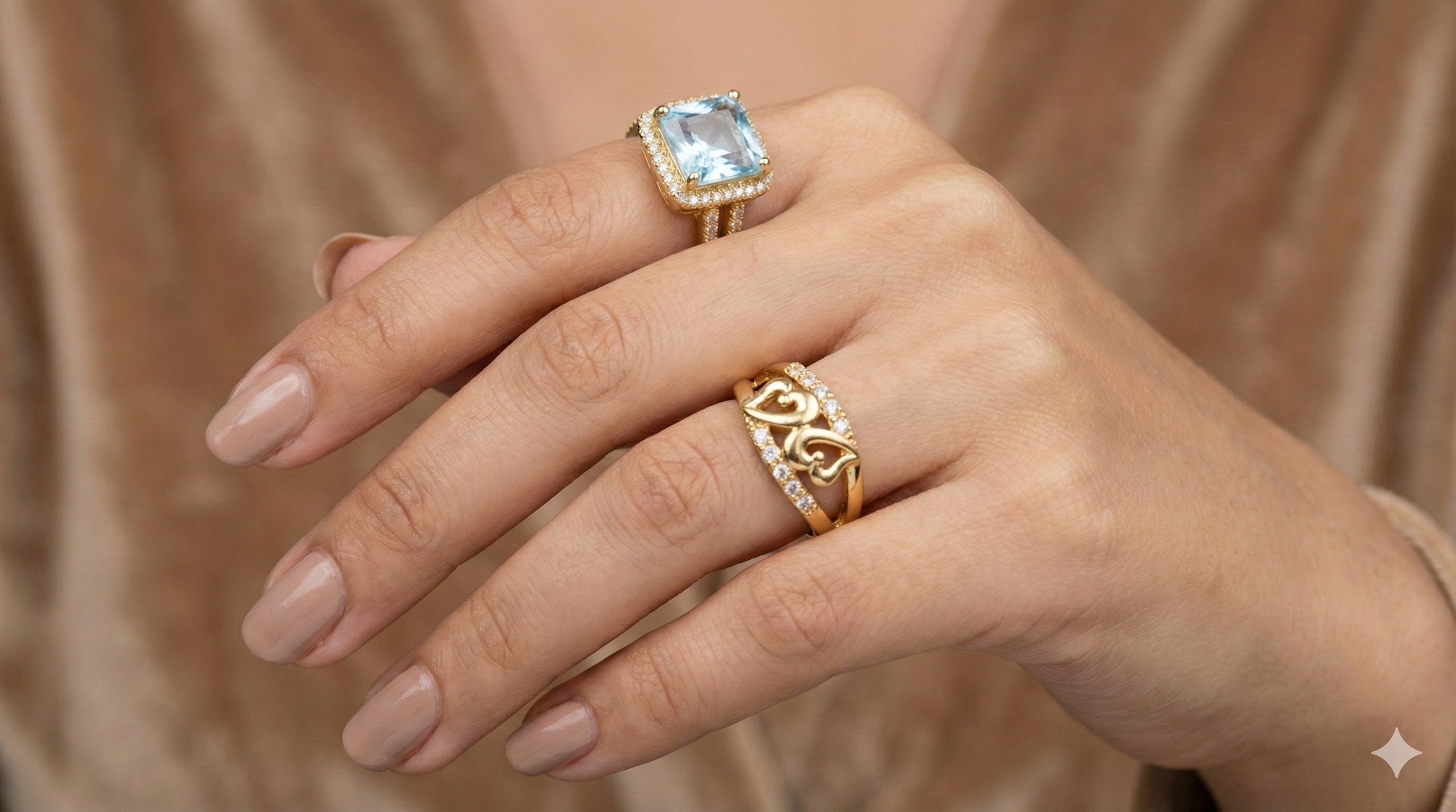 Elegant Gold & Gemstone Ring Set