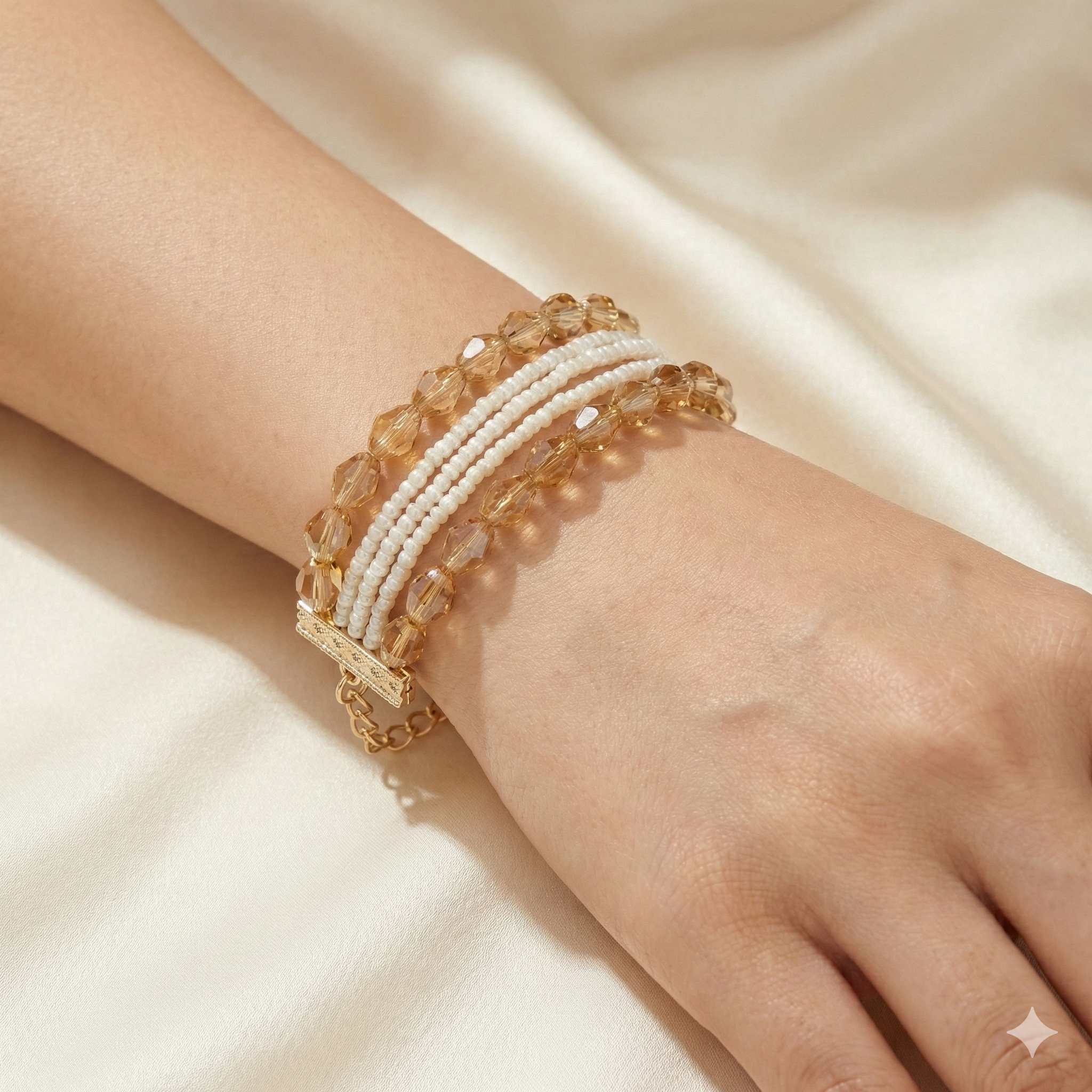 Crystal & Pearl Bead Bracelet