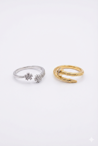 Elegant Gold & Silver Ring Set
