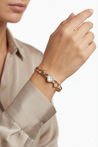 Elegant Gold Plated Flower Bracelet