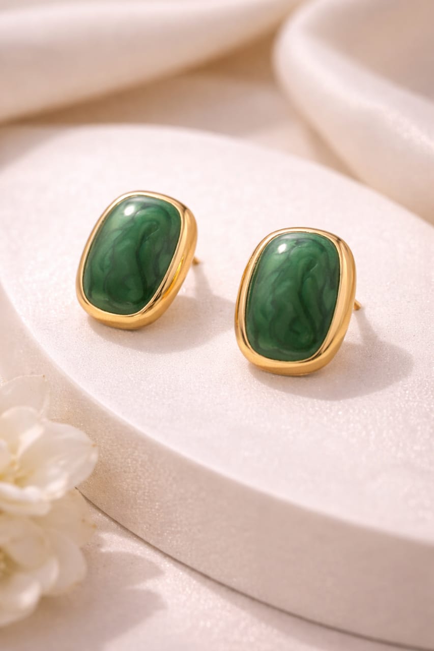 Green Gemstone Stud Earrings