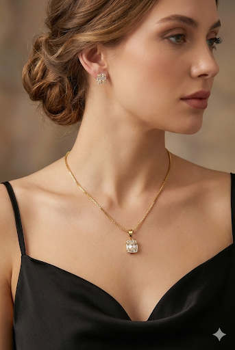 Elegant Gold and Crystal Jewelry Set