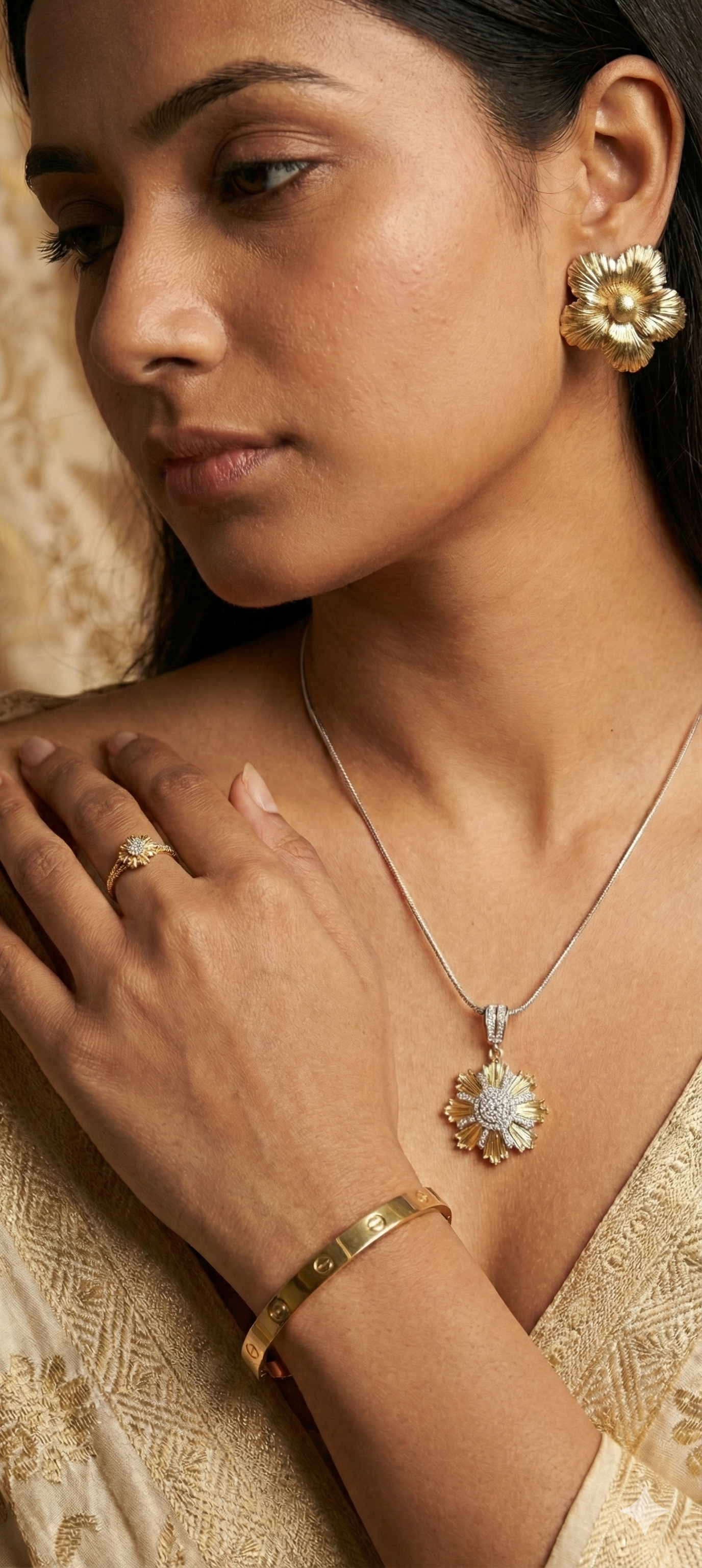 Gold plated Flower Jewelry Set