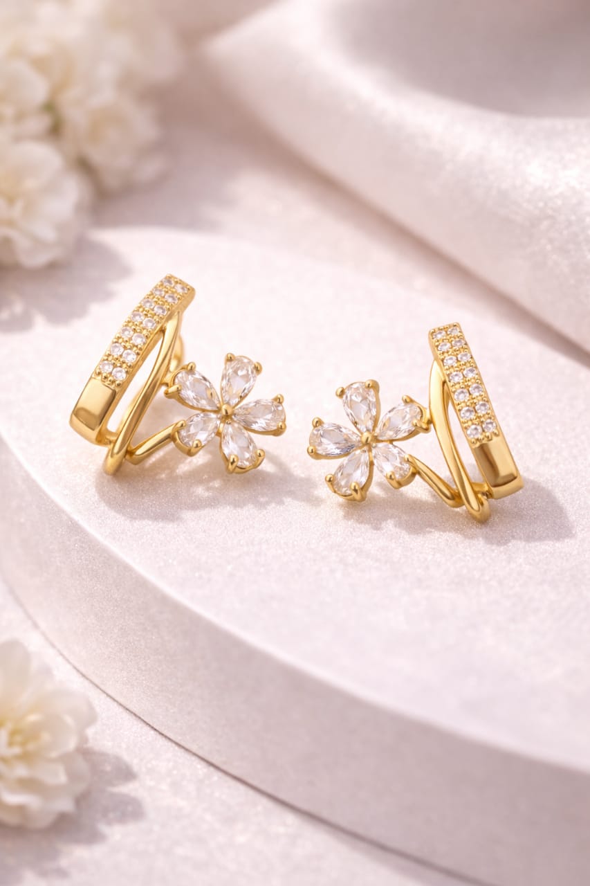 Floral Gold-Plated Earrings