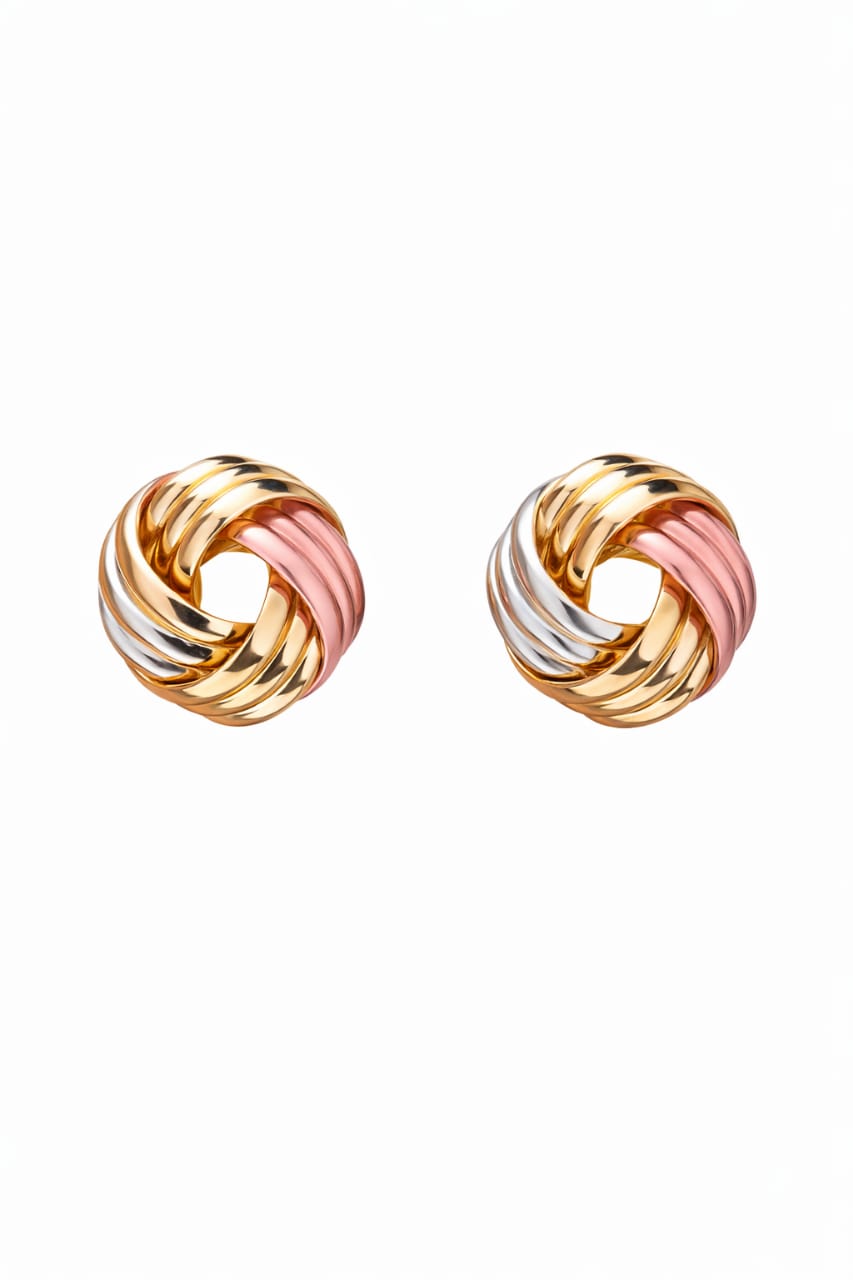 Tricolor Knot Stud Earrings