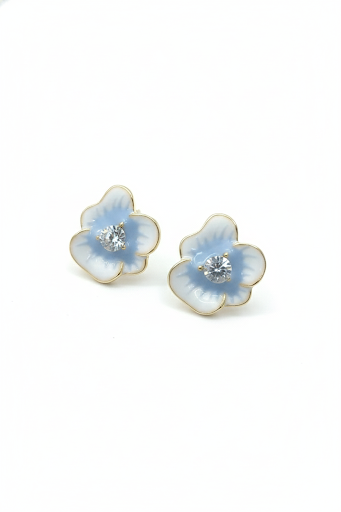 Blue Floral Stud Earrings