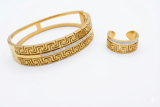 Greek Key Gold plated Jewelry Set
