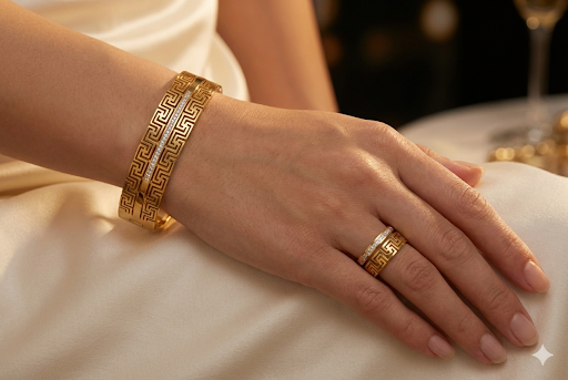 Greek Key Gold plated Jewelry Set