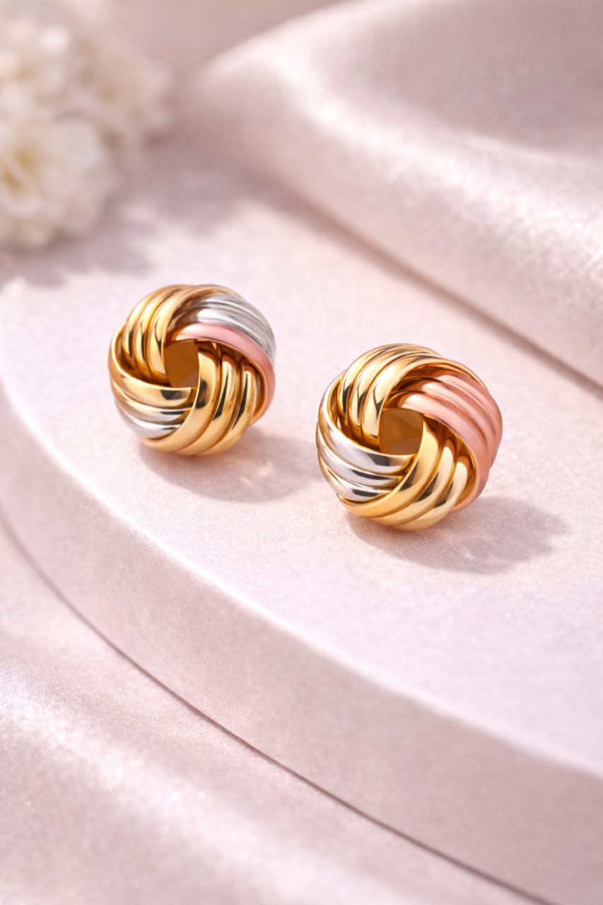 Tricolor Knot Stud Earrings