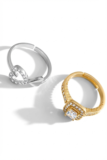 Elegant Crystal Rings Set