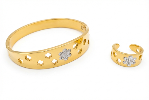 Gold-Plated Floral Jewelry Set