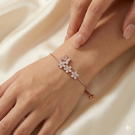 Rose Gold Flower Bracelet