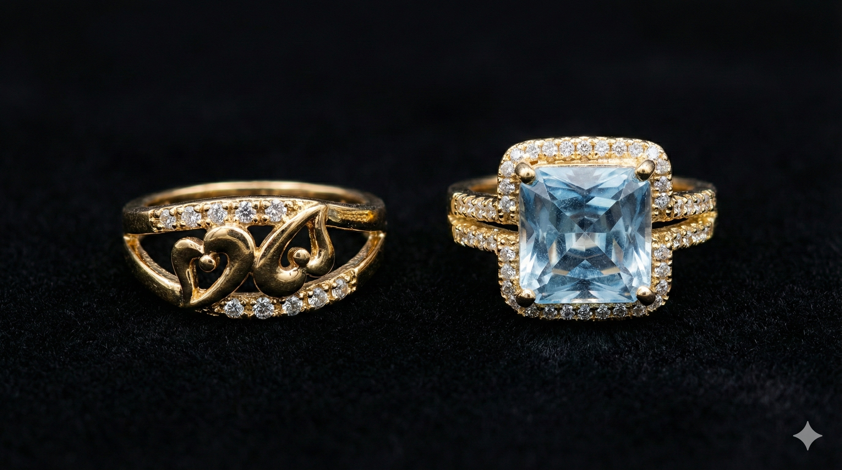 Elegant Gold & Gemstone Ring Set