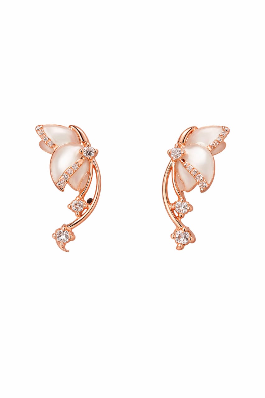 Floral Pearl Rose Gold plated Earrings
