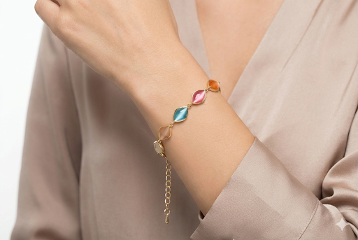 Colorful Leaf Gem Bracelet