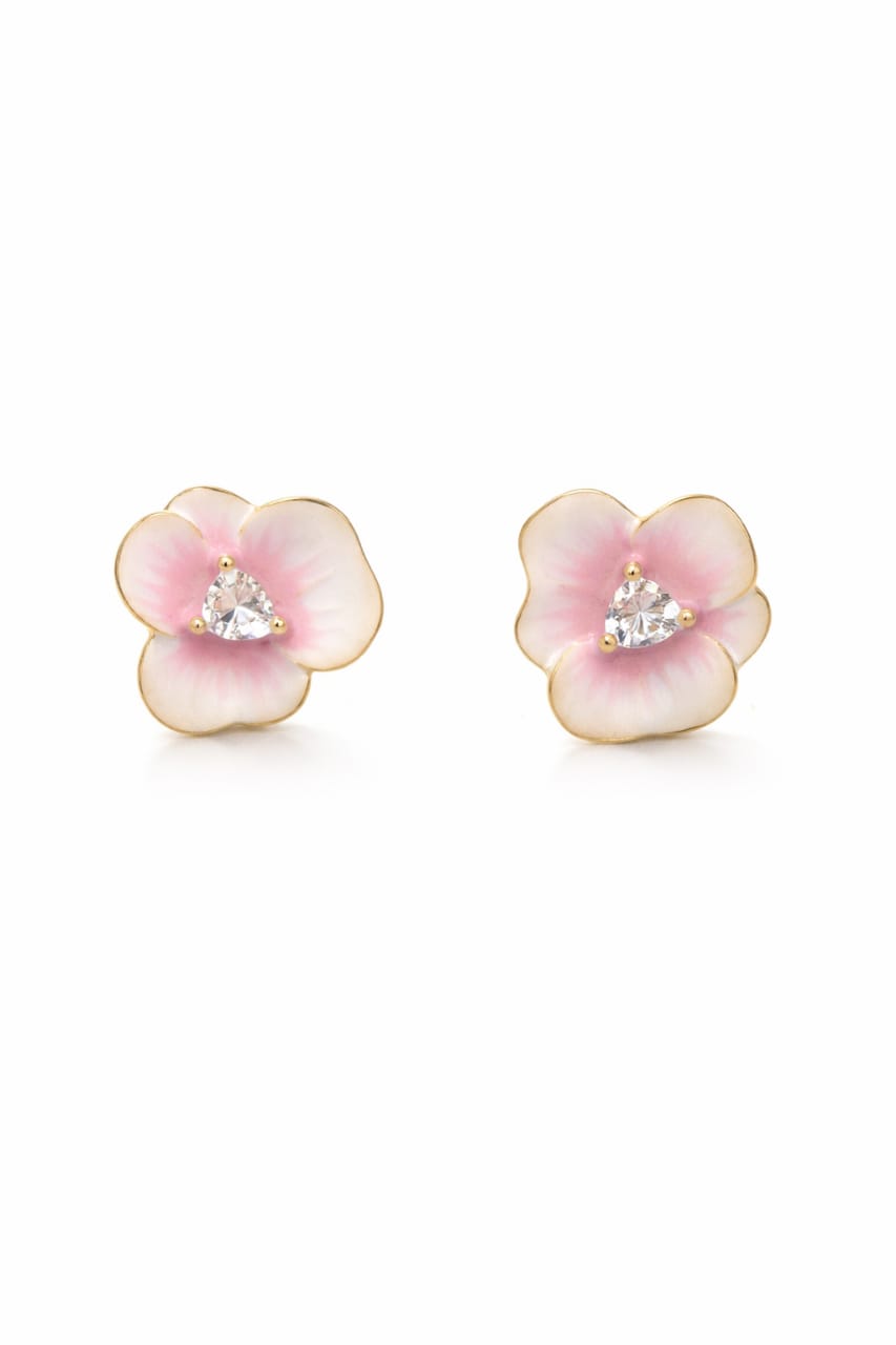 Pink Floral Stud Earrings