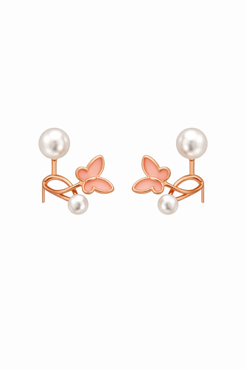 Butterfly Pearl Stud Earrings