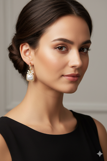 Elegant pearl and gold plated earrings