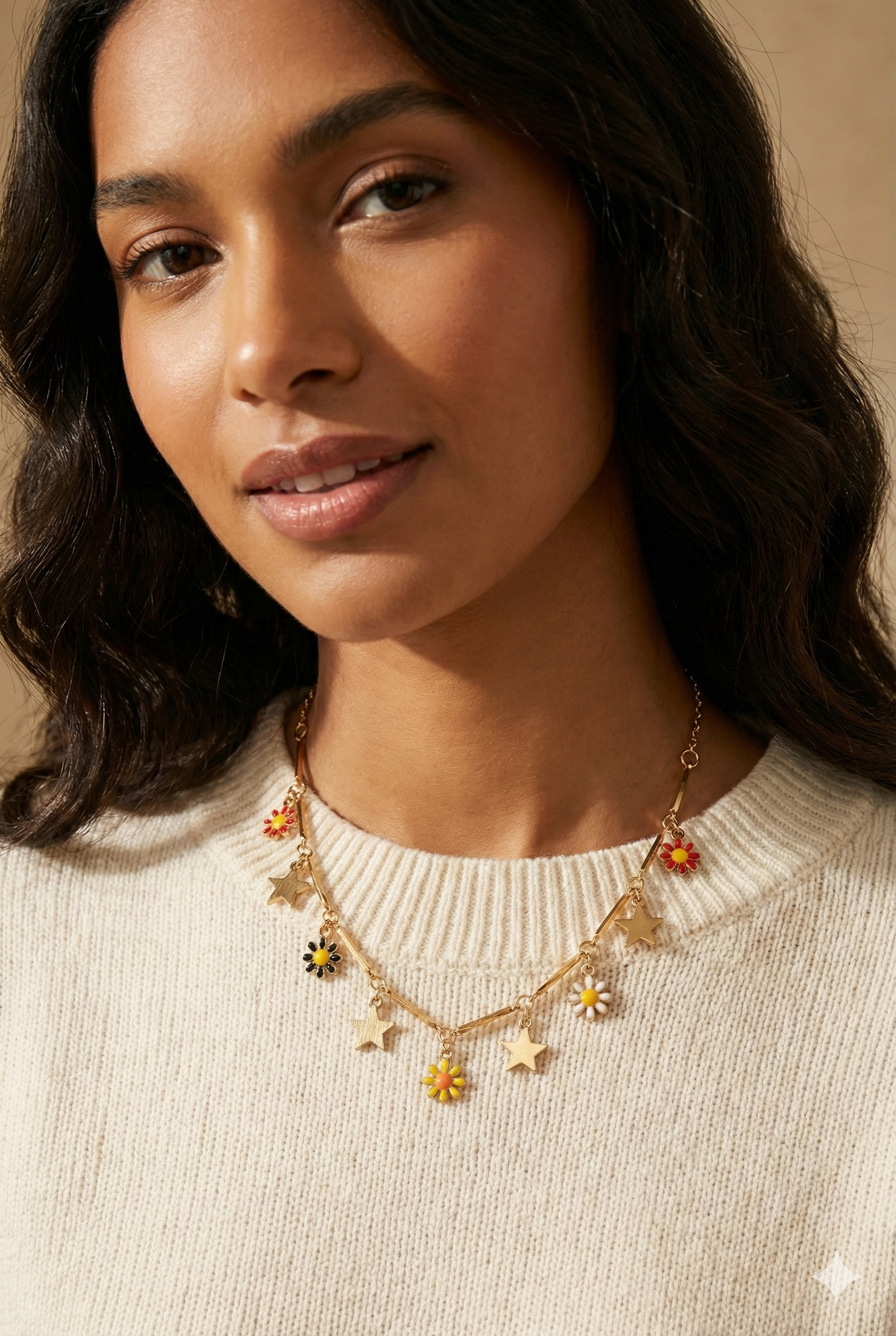 Floral Star Charm Necklace