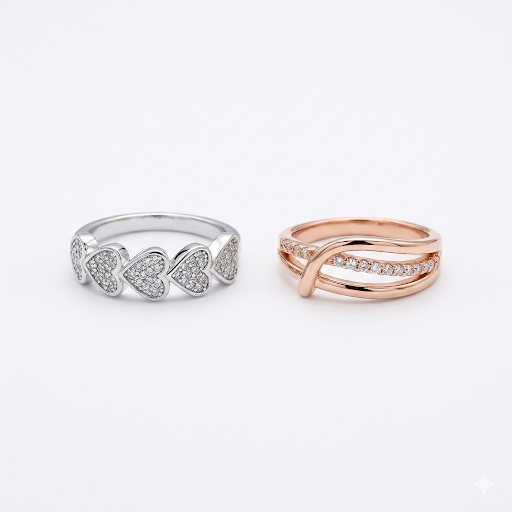 Elegant Heart & Dual Band Rings