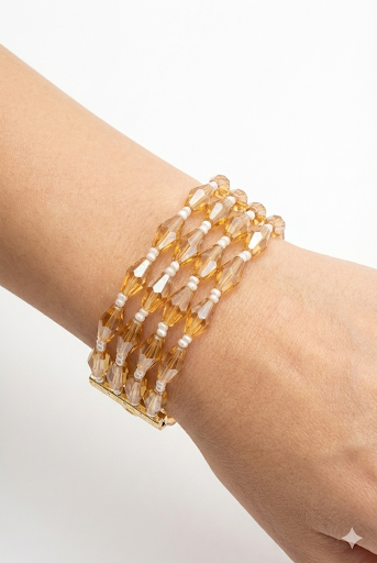 Amber Crystal Beaded Bracelet