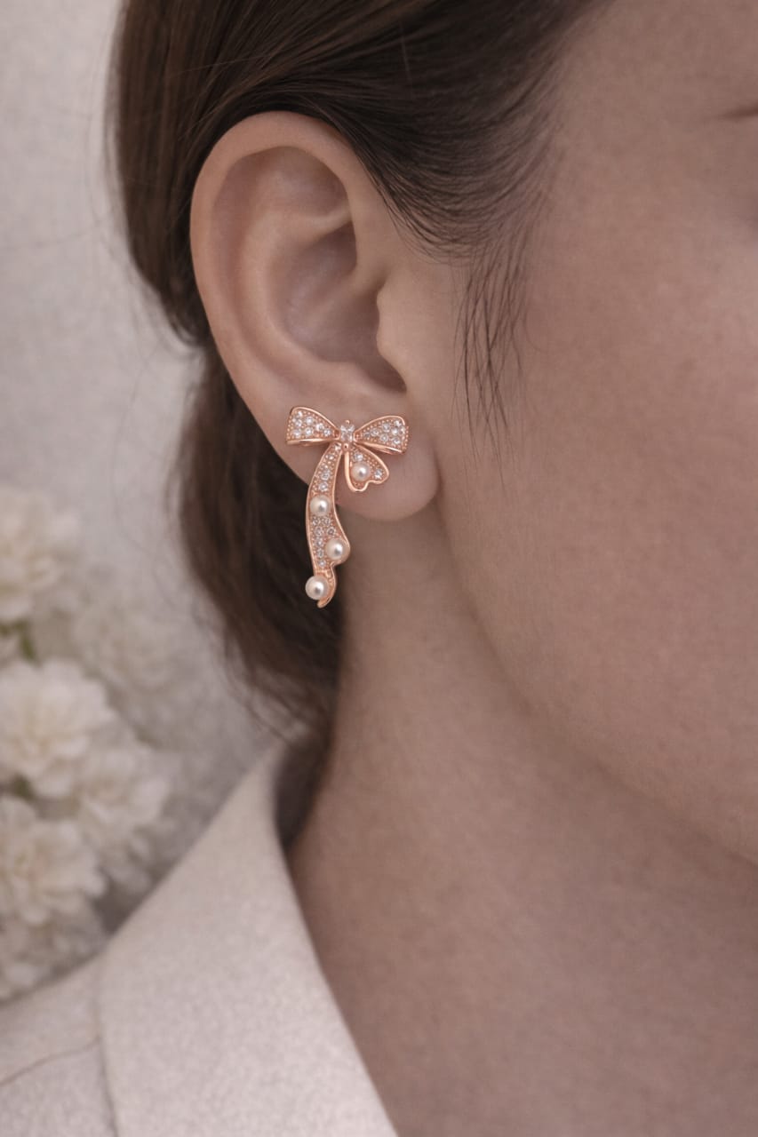 Bow Pearl Drop Earrings