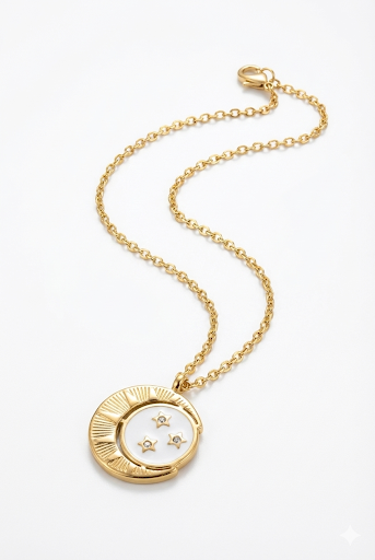 Gold celestial pendant necklace