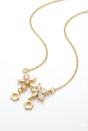 Gold floral pendant necklace