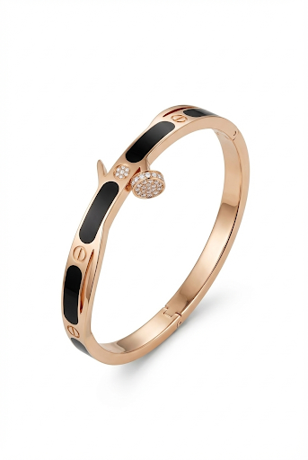 Elegant Rose Gold plated and Black Bangle