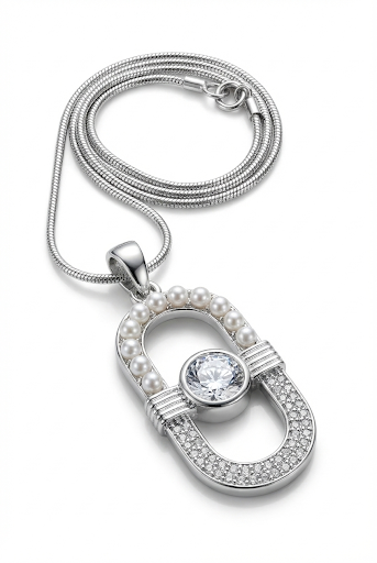 Elegant Silver Necklace with Crystal Pendant
