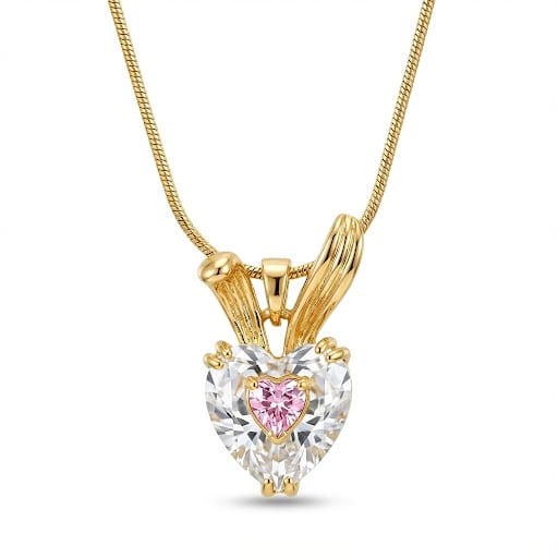 Heart-Shaped Gold Plated Pendant Necklace