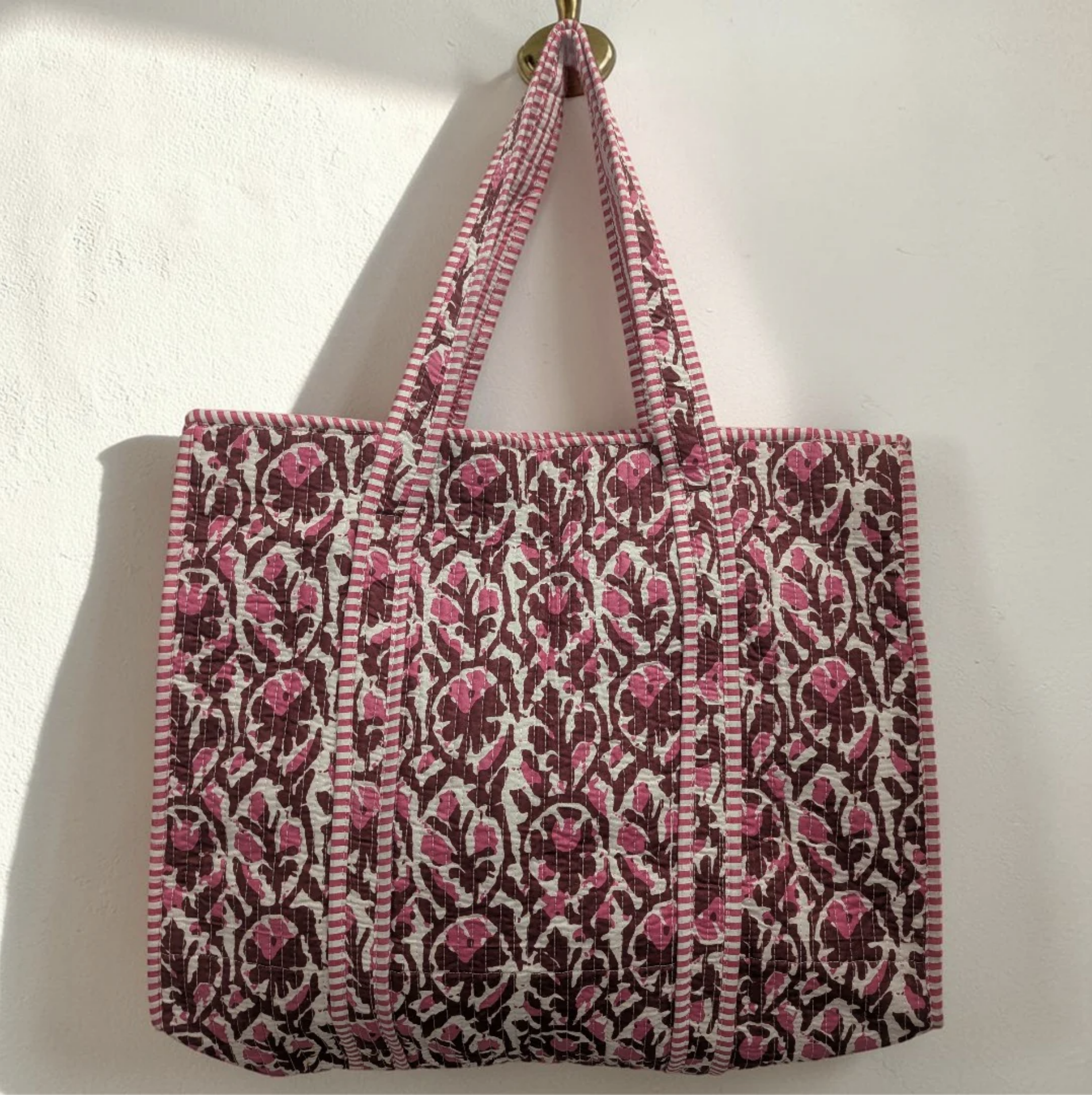 Fuschia Block Print Tote Bag