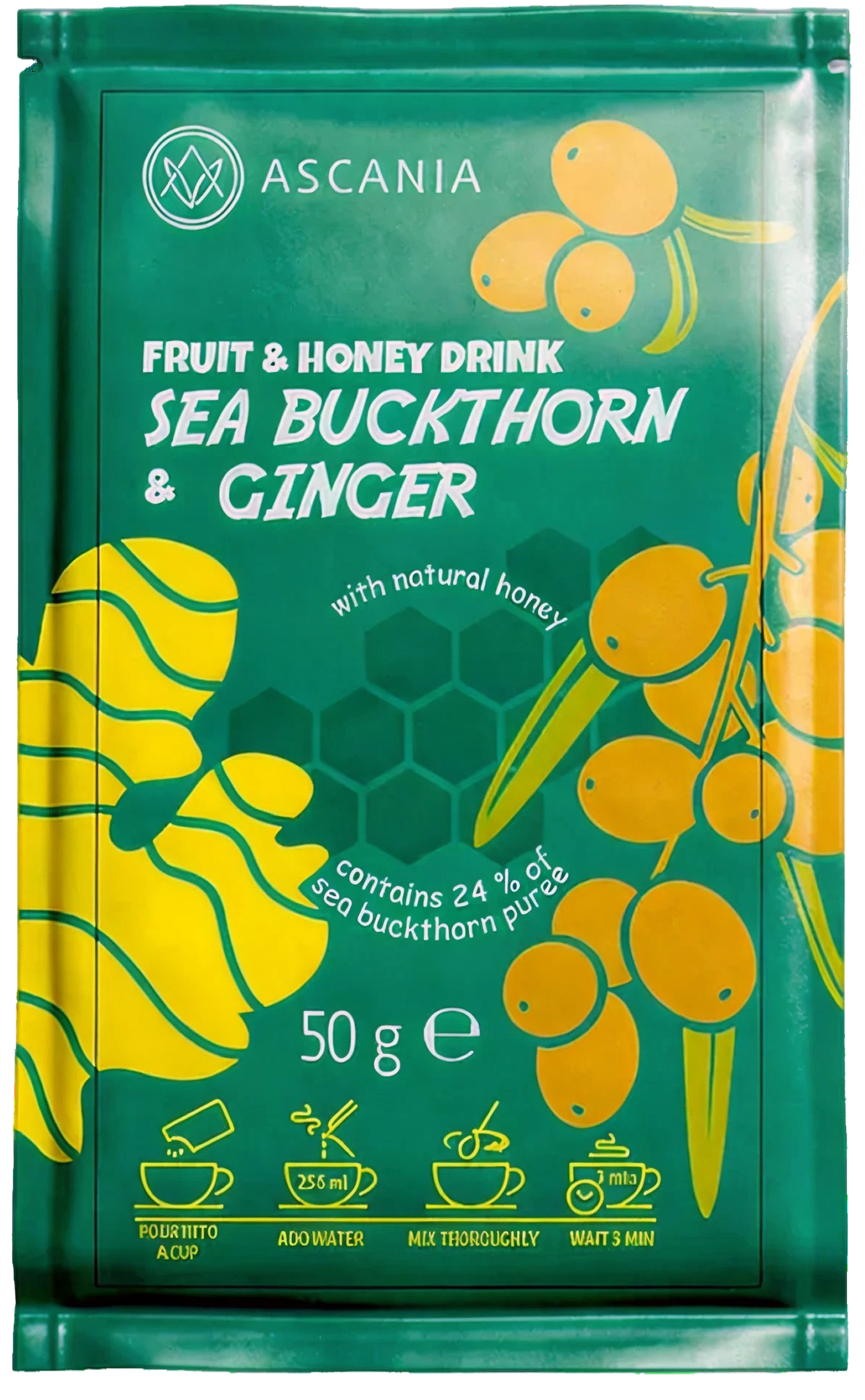 Vaisių arbata su medumi „Šaltalankiai ir imbieras“