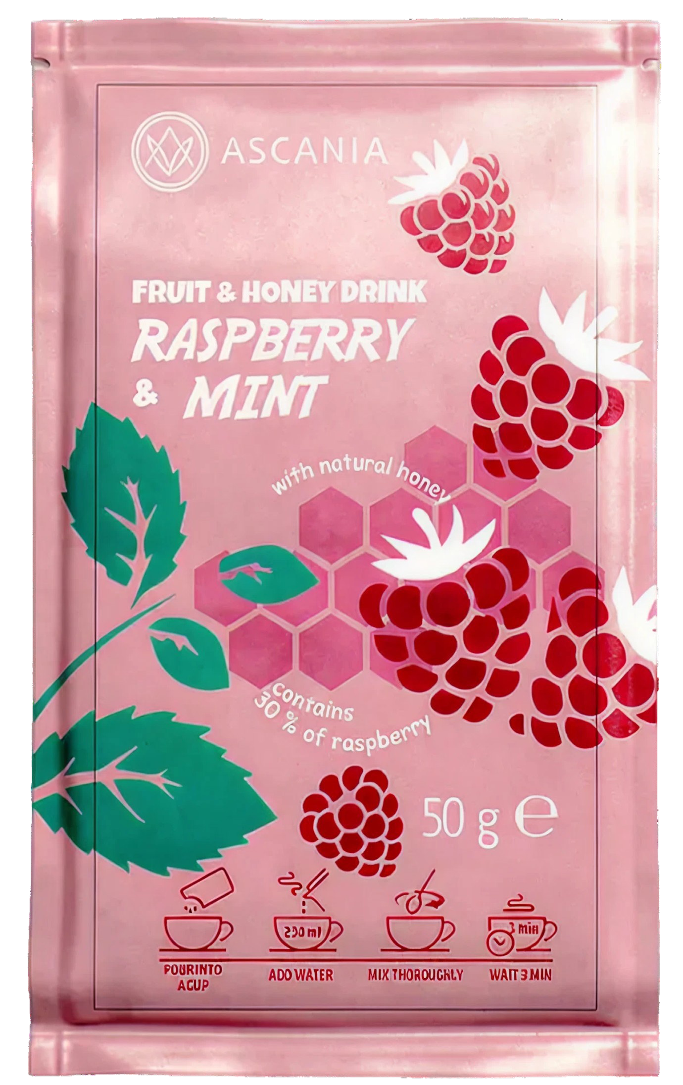 Vaisių arbata su medumi „Avietė ir mėta“