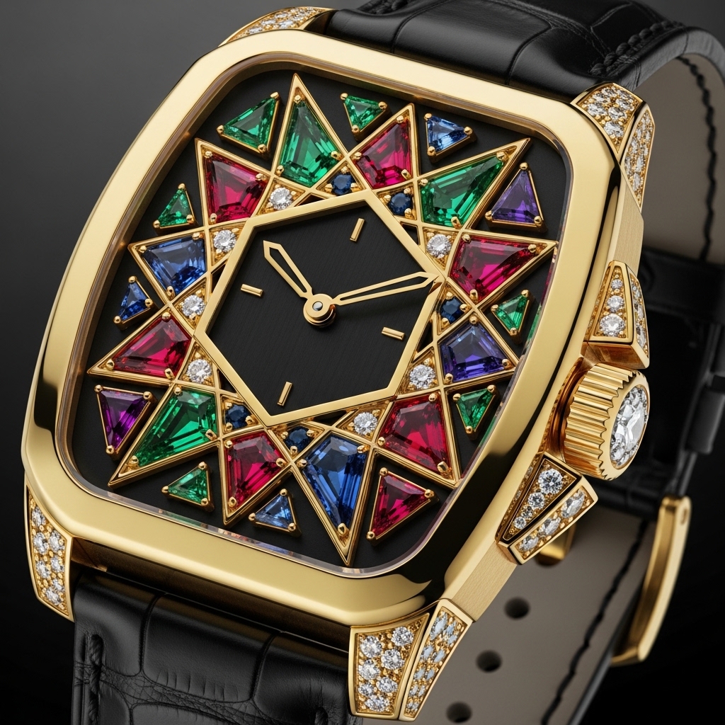 Luxury Gemstone Gold Watch
