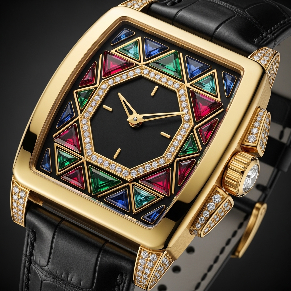 Luxury Gem-Set Gold Watch