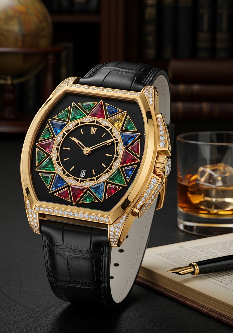 Luxury Gemstone Gold Watch