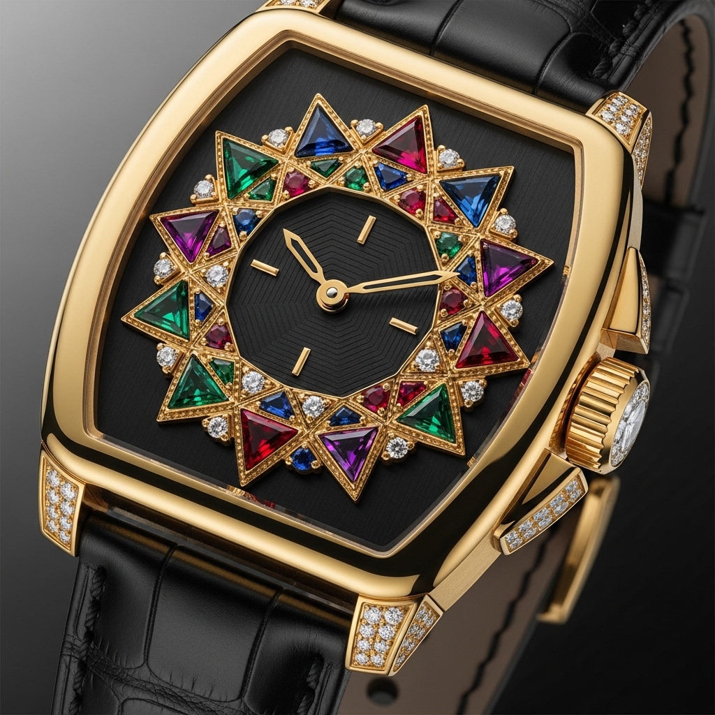 Luxury Gemstone Gold Watch