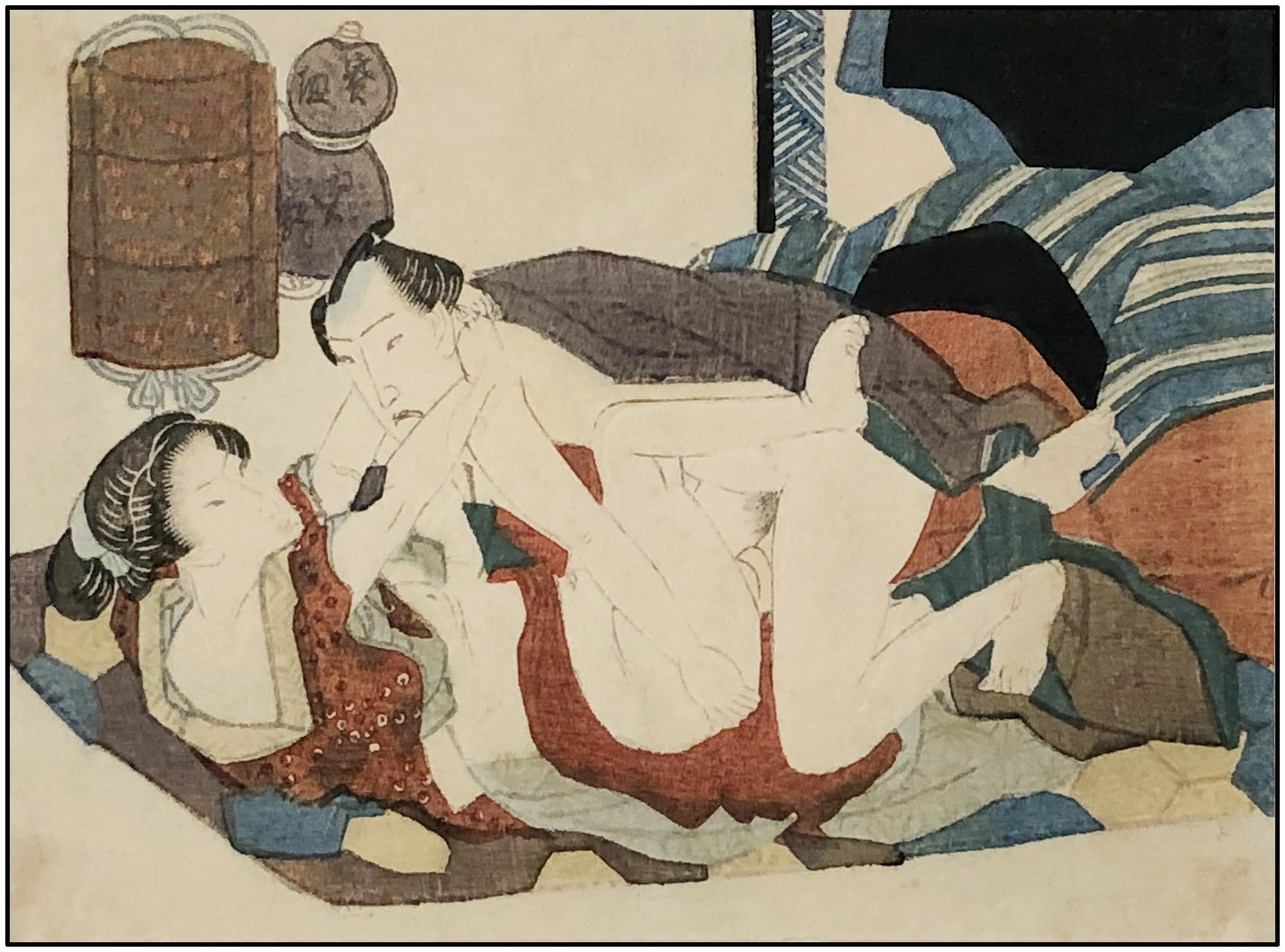 ESCUELA DE UTAGAWA - ESCENA ERÓTICA (SHUNGA) - C. 1820