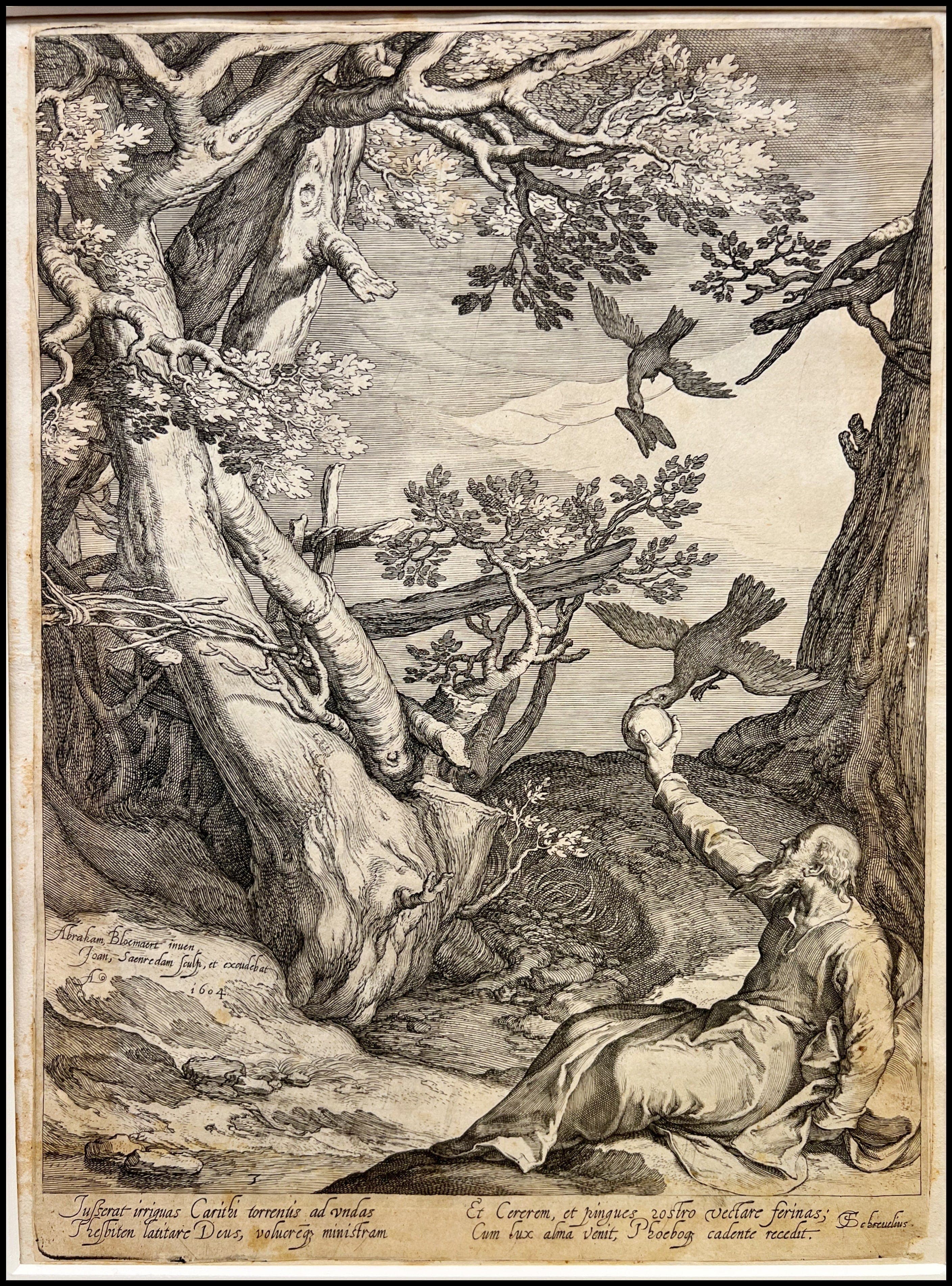 ABRAHAM BLOEMAERT - ELIAS ALIMENTADO POR DOS CUERVOS EN EL DESIERTO (SERIE DE LA VIDA DE LOS PROFETAS) - 1604