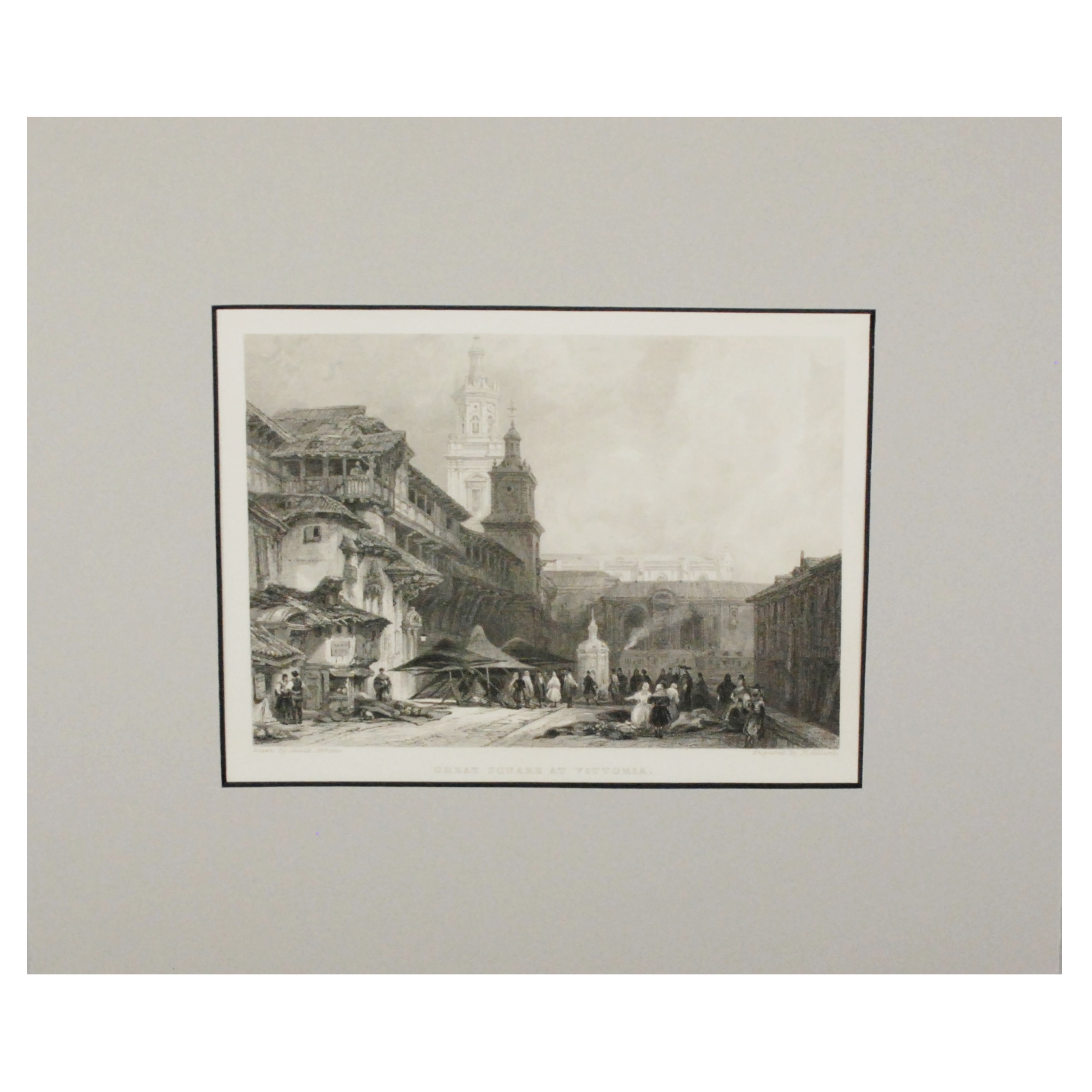 DAVID ROBERTS - VISTA DE LA PLAZA MAYOR DE VITORIA - 1837