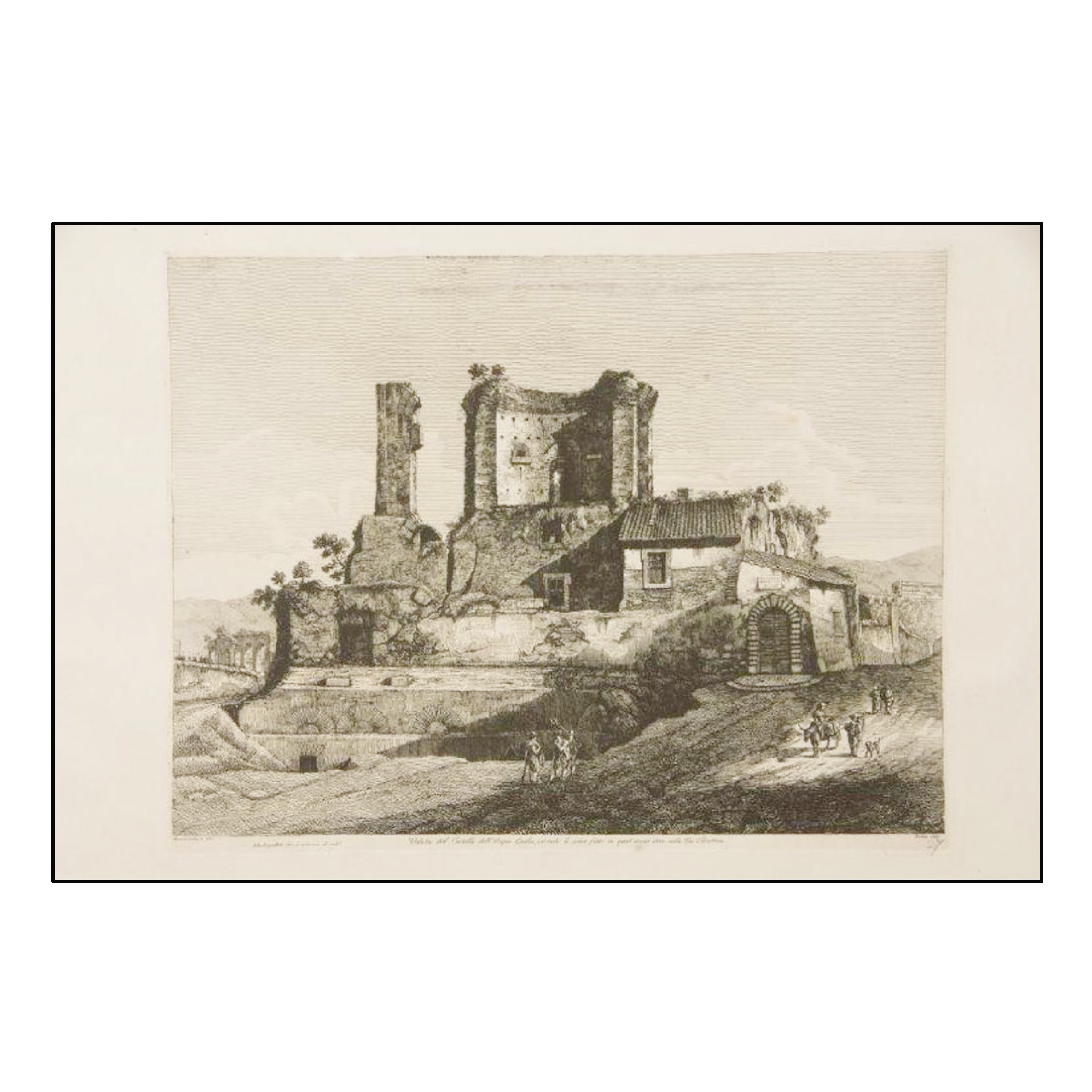 VEDUTA DEL CASTELLO DELL ACQUA GIULIA. SECONDI LO SCAVO FATTO IN QUEST ANNO 1822 NELLA VIA TIBURTINA.