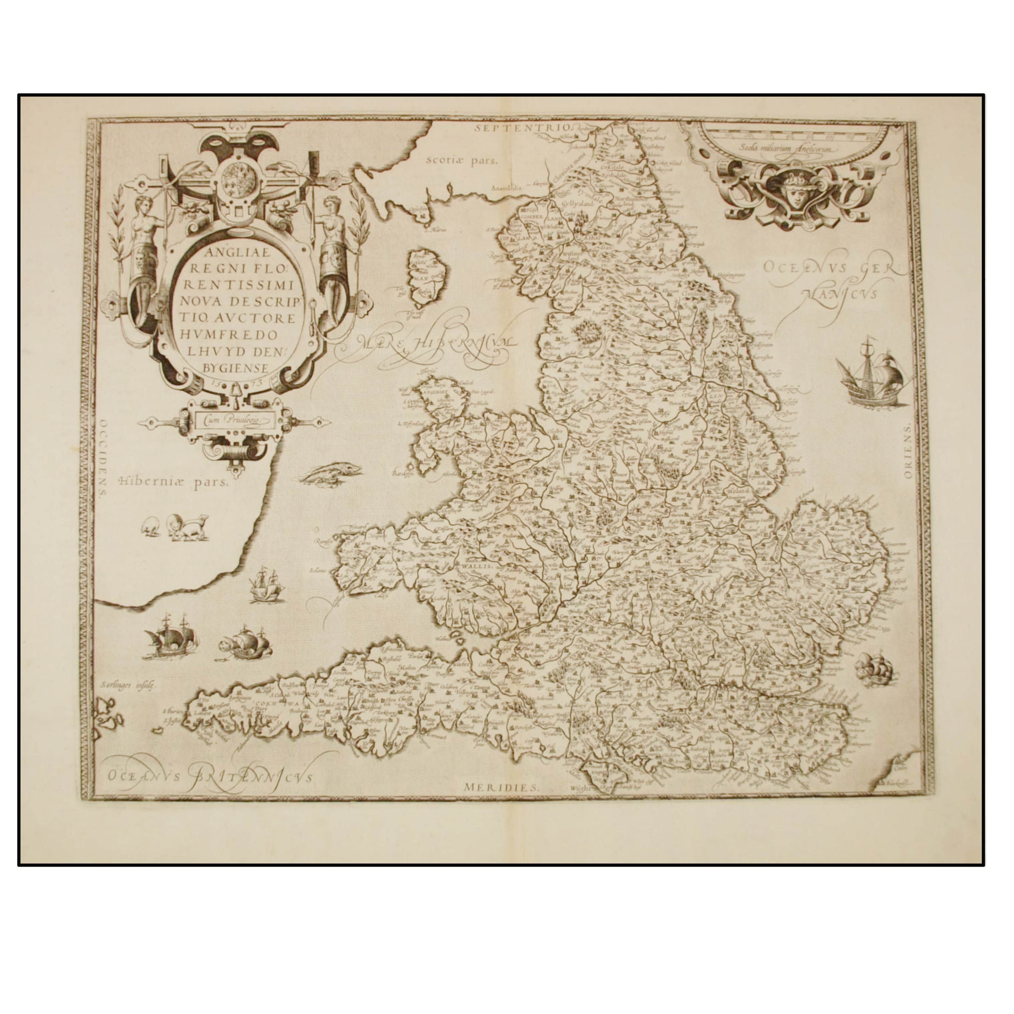INGLATERRA (1579) ANGLIAE REGNI FLORENTISSIMI NOVA DESCRIPTIO, AUCTORE HUMFREDO LHUYD DENBYGIENSE. 1573. CUM PRIVILEGIO.
