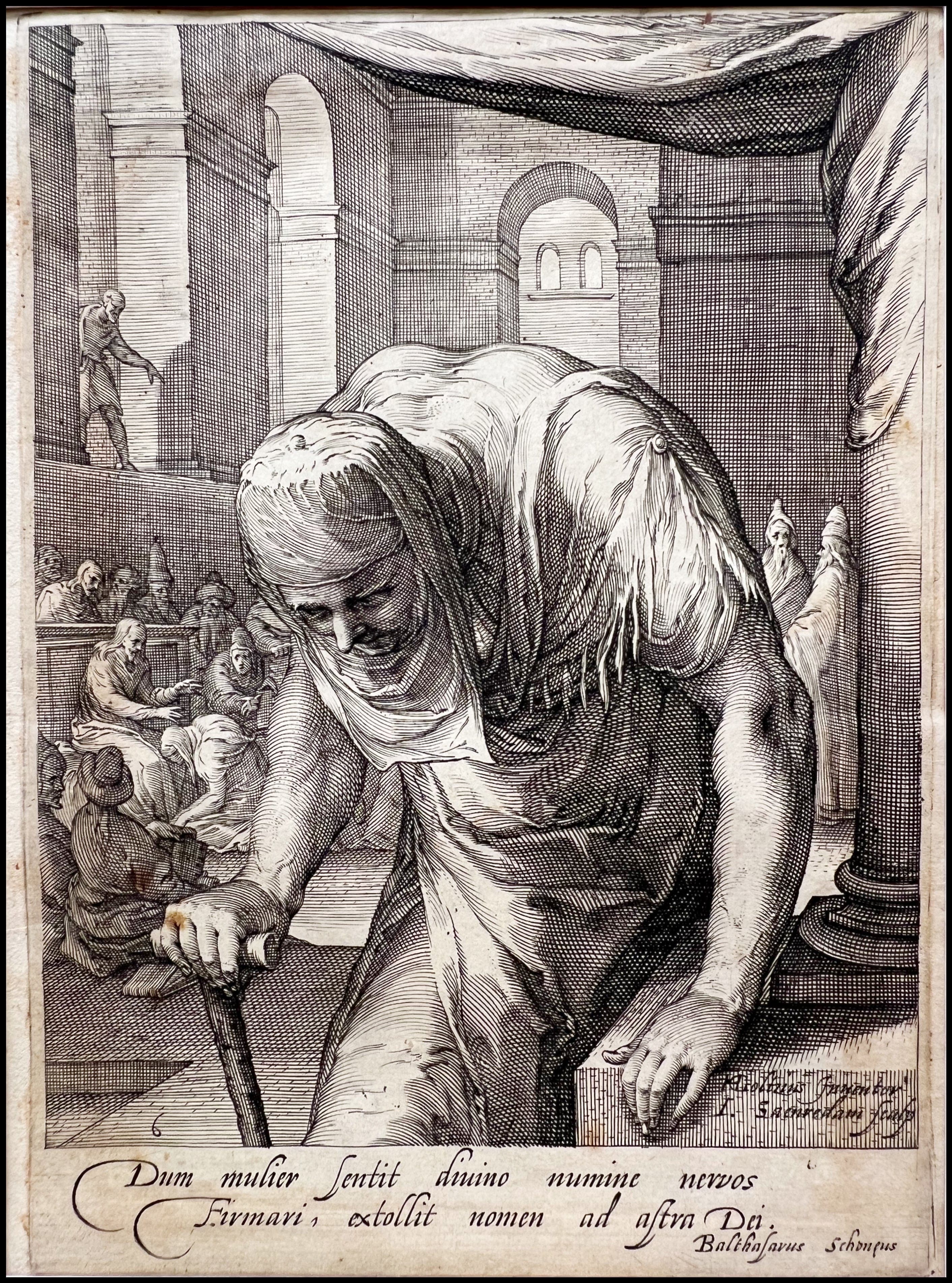 GOLTZIUS - MUJER MAYOR LISIADA, CURADA POR CRISTO (SERIE DE LAS MUJERES DEL NUEVO TESTAMENTO) - 1600