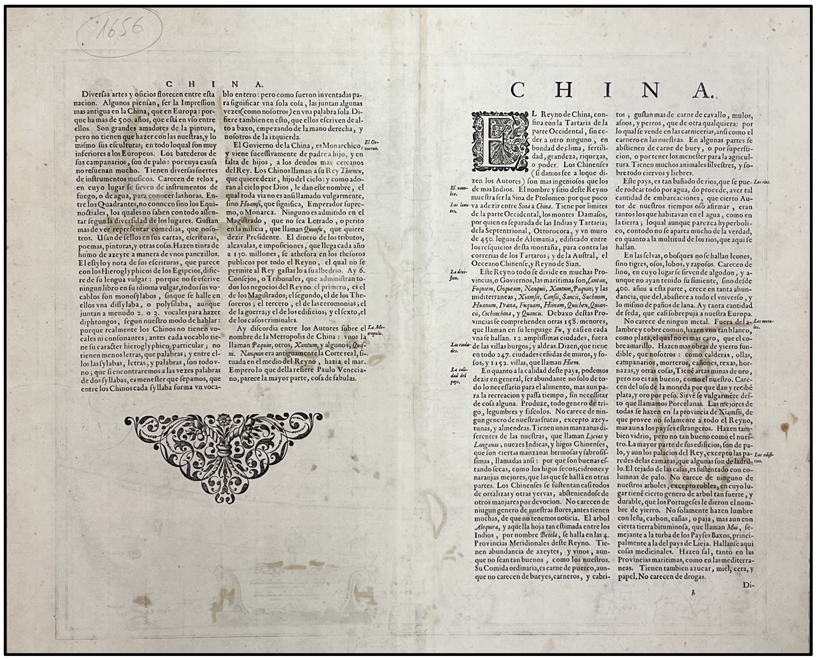 J. JANSSONIUS - CHINA VETERIBUS SINARUM REGIO NUN INCOLIS TAME DICTA" - MAPA ANTIGUO DE CHINA, COREA Y JAPÓN - 1653