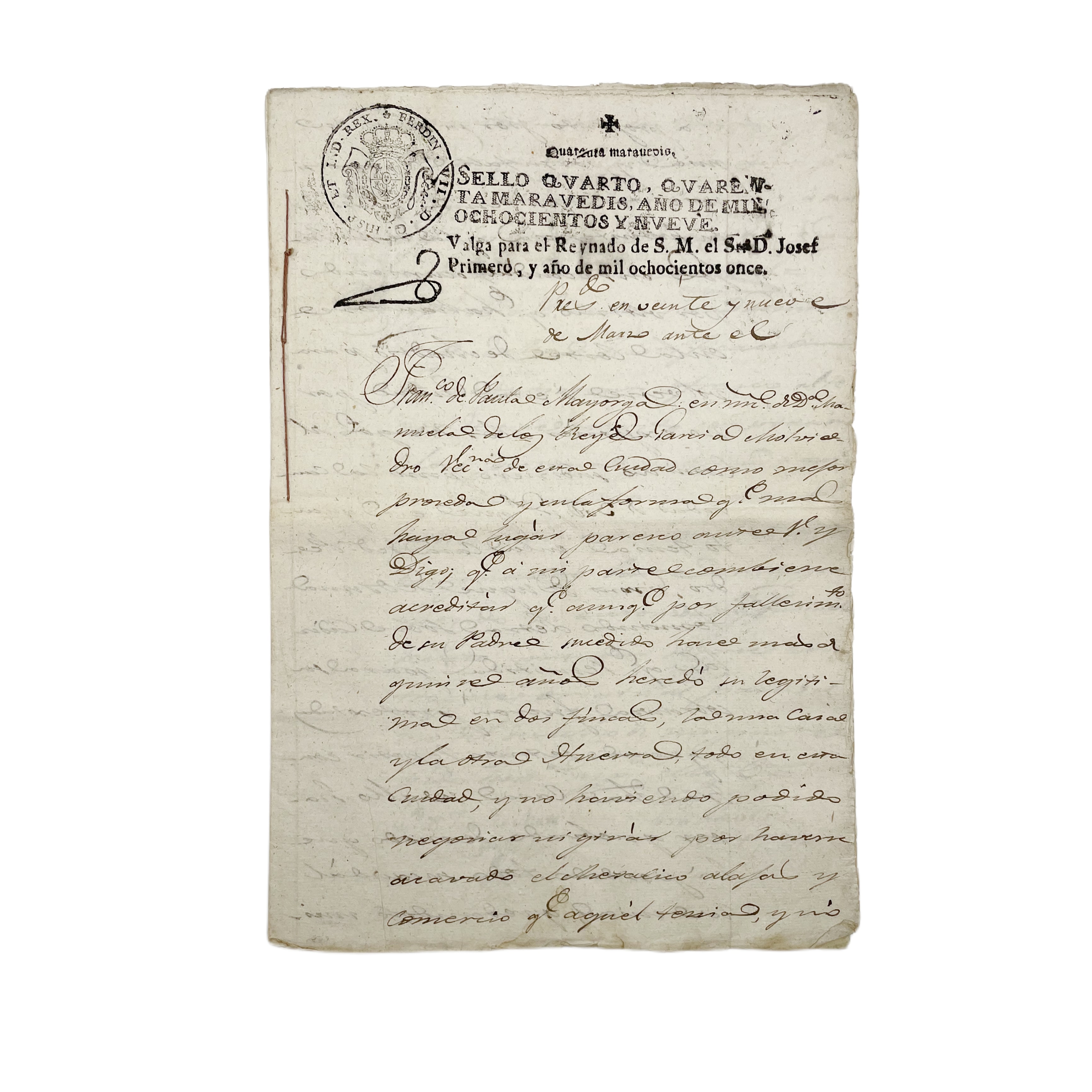 SELLO QUARTO DE JOSÉ I - ASUNTOS ECONÓMICOS - 1810