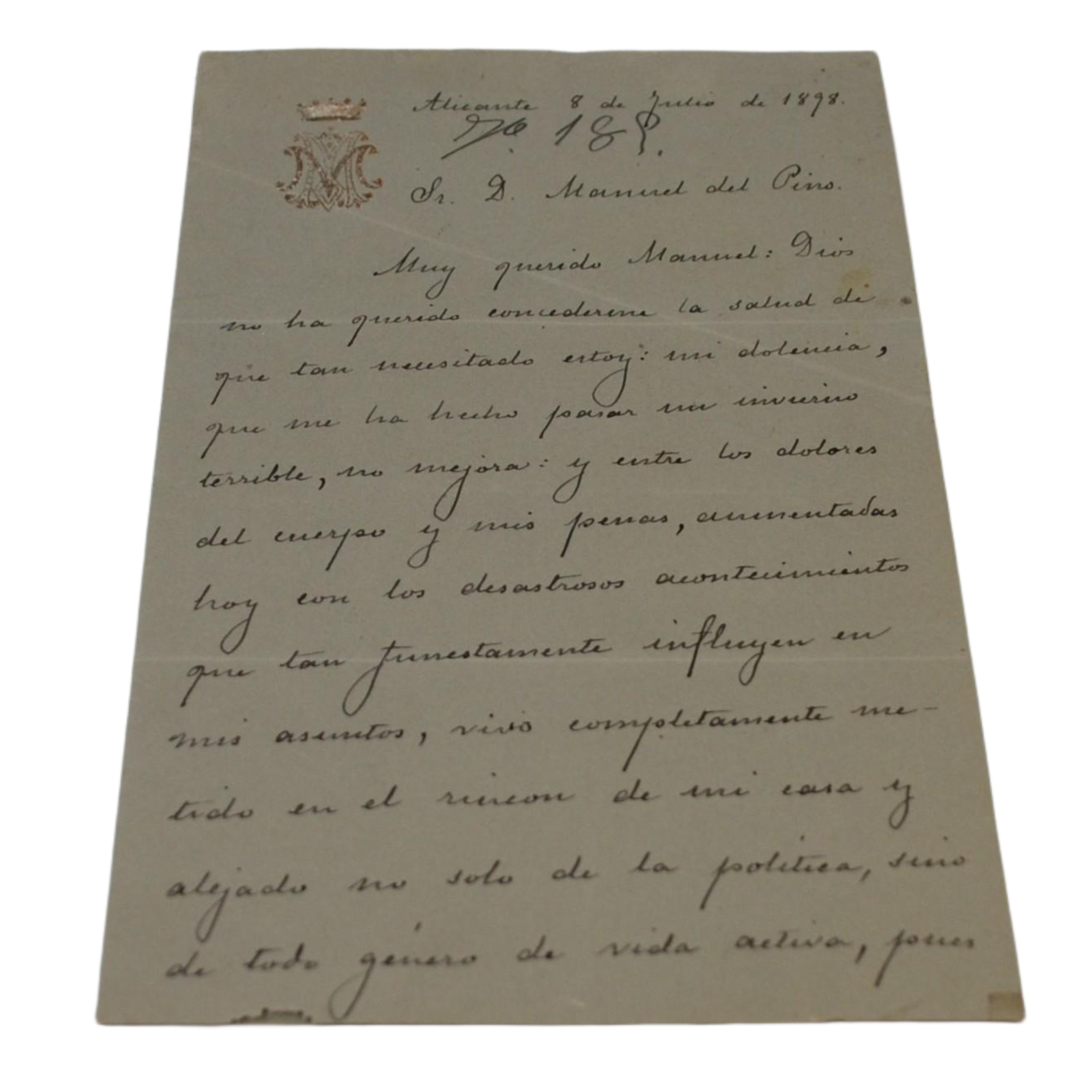 BARON DE MAYANS - 3 CARTAS A SU PRIMO Y 1 A RUIZ CAPDEBON - 1898