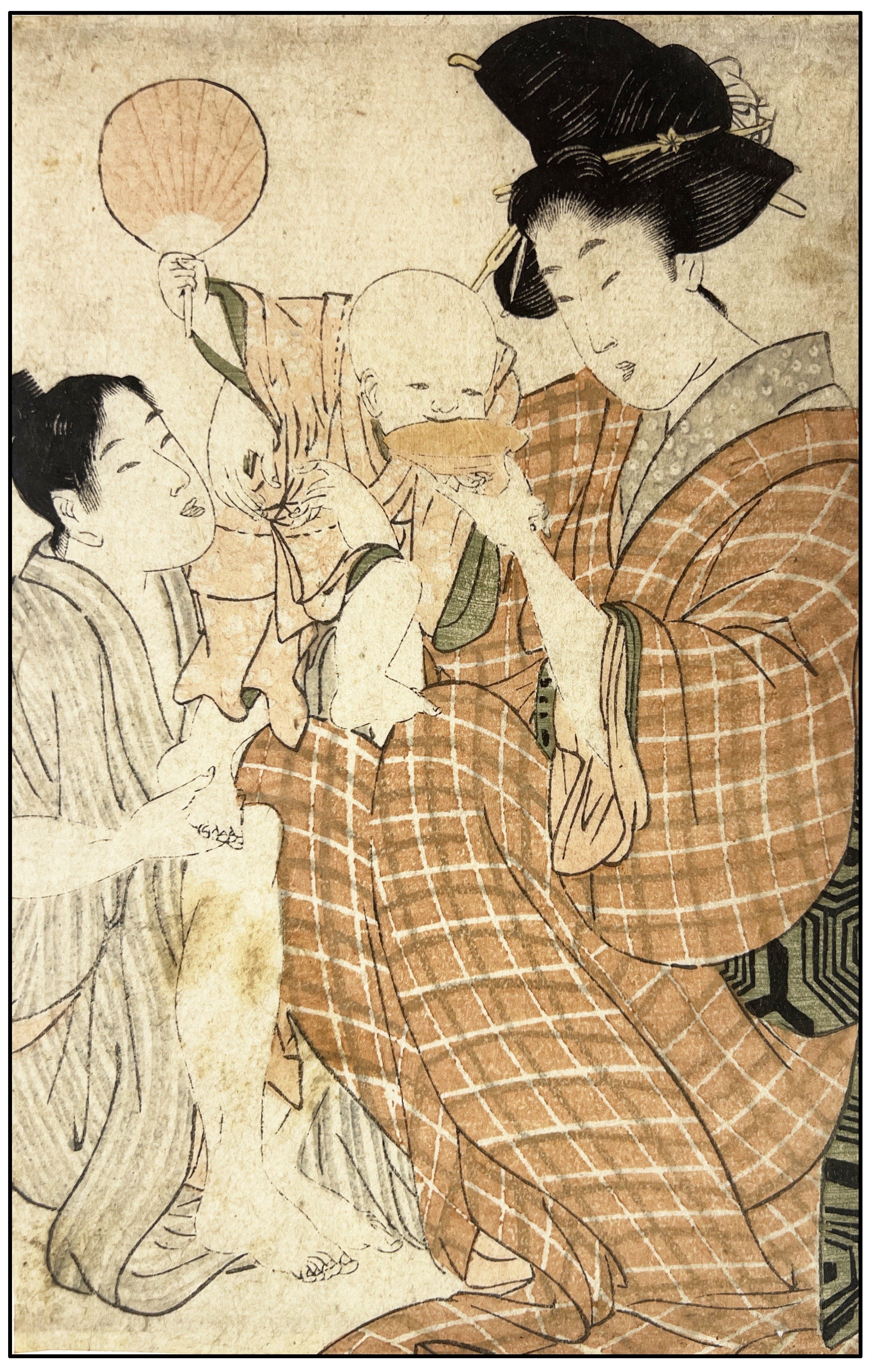 KITAGAWA UTAMARO - CORTESANA ALIMENTANDO A SU HIJO - C. 1794