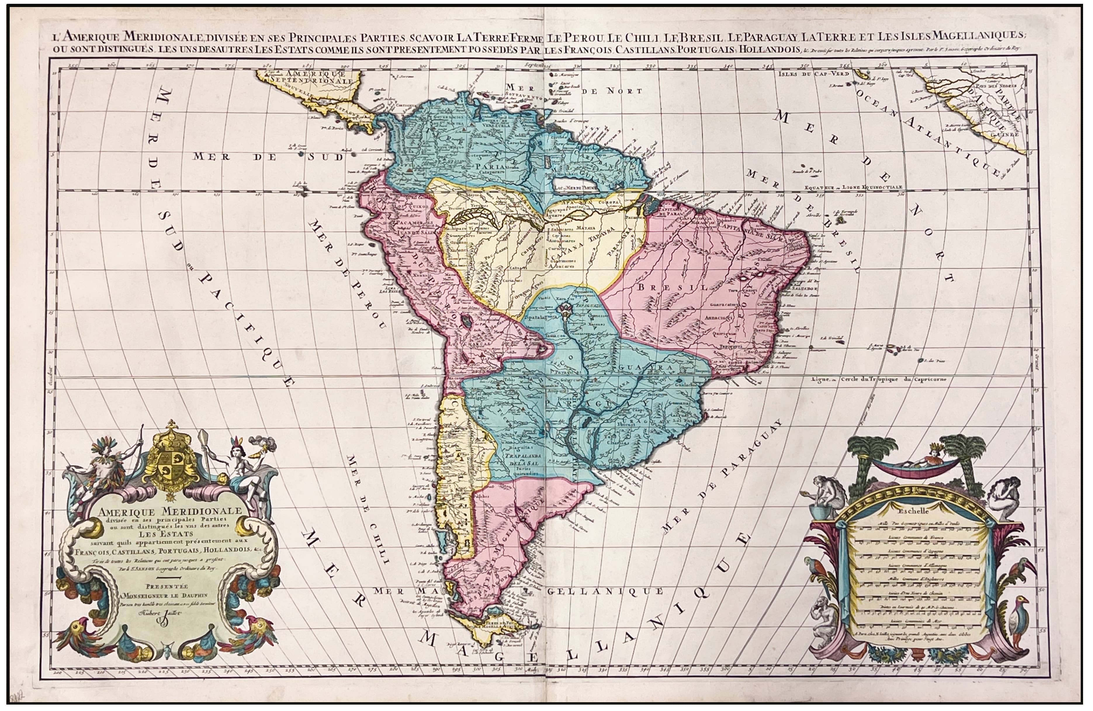 A. HUBER JAILLOT / PIETER MORTIER - MAPA DE AMÉRICA DEL SUR - 1705